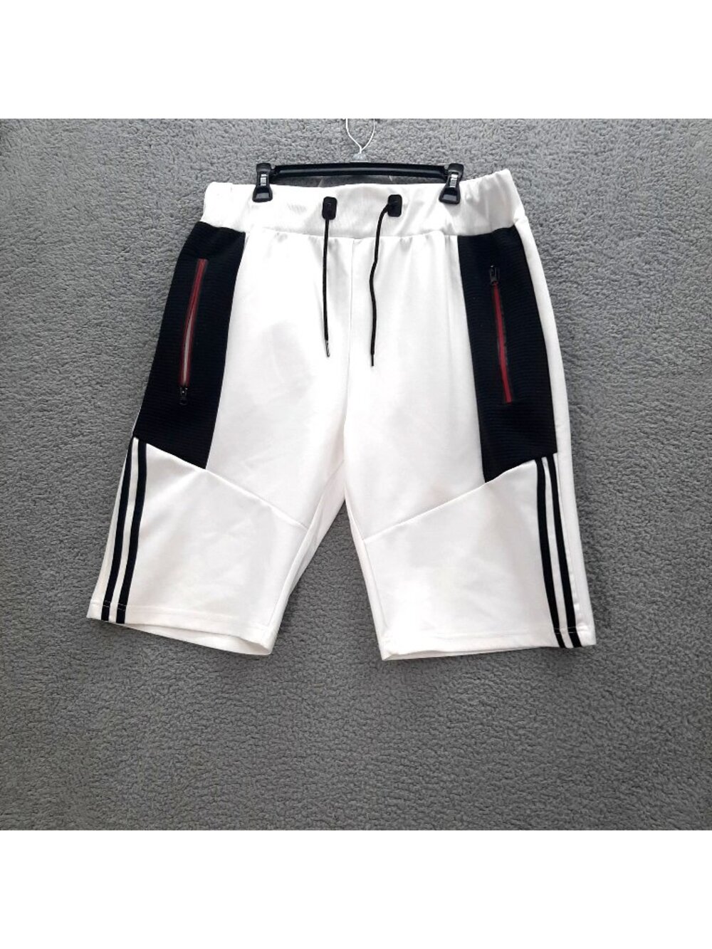 Vertical Sport Mens Athletic Shorts White Black Sz XXL Pockets Basketball hiphop